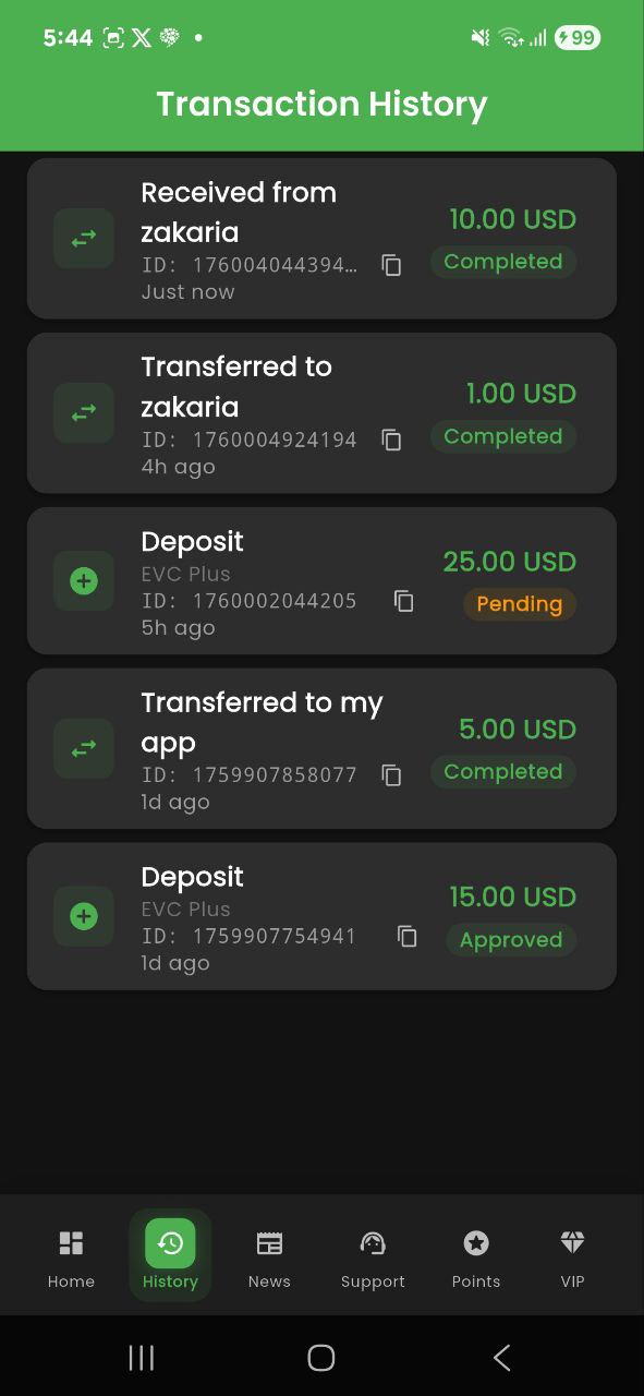 NuuniPay payments screen listing frequent contacts